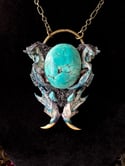 Bisected Muskrat Skull W/ Magnesite & Turquoise - Necklace 