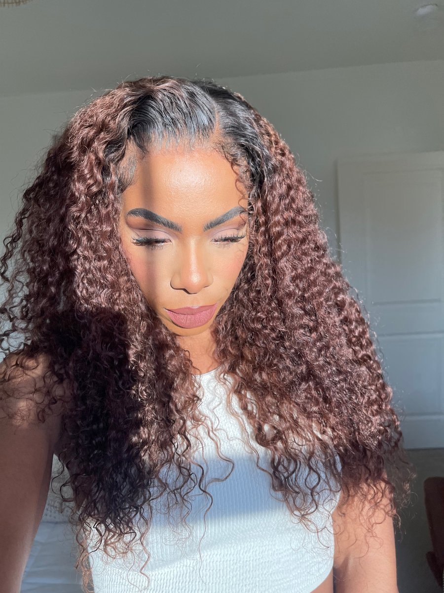 Image of 22 inch DEEP WAVE OMBRE BROWN 13x4 HD LACE WIG