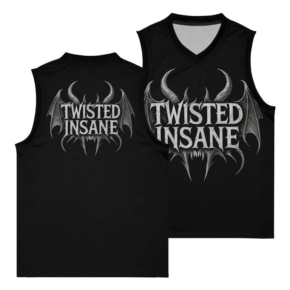 Image of Twisted Insane white logo  basketball jersey