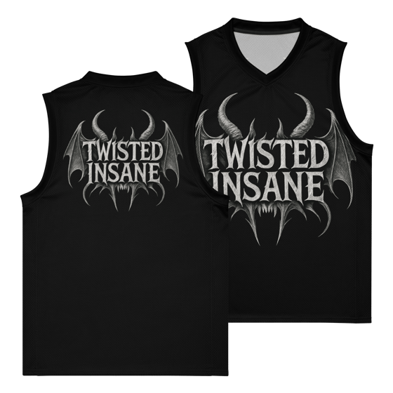 Image of Twisted Insane white logo  basketball jersey