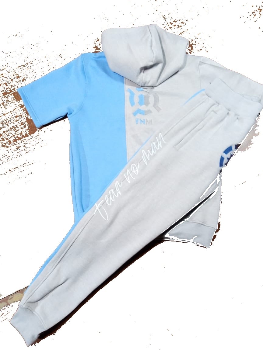 “Icy Blue” short hoodie sweatsuit 