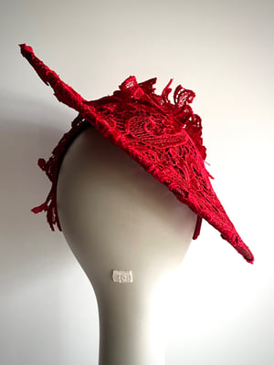 Image of Red lace saucer