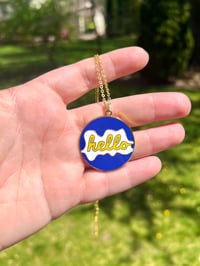 Image 2 of Gold Enamel Pendant Necklaces – “Hello,” “Love” & “Darling” with Adjustable Chain