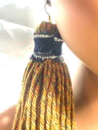 Image 3 of Rust n Denim tassel earrings 