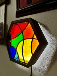 Image 2 of Stained Glass LED Hanging or Table-top Lightbox - Rainbow Illuminated Wall Art