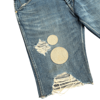 Image 4 of '04 Number (N)ine "Give Peace A Chance" Denim Shorts - 34