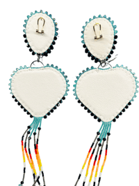 Image 2 of Seafoam Mega Heart Inlay Earrings 