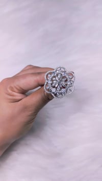 Image 3 of Flower American Diamond Adjustable Ring 