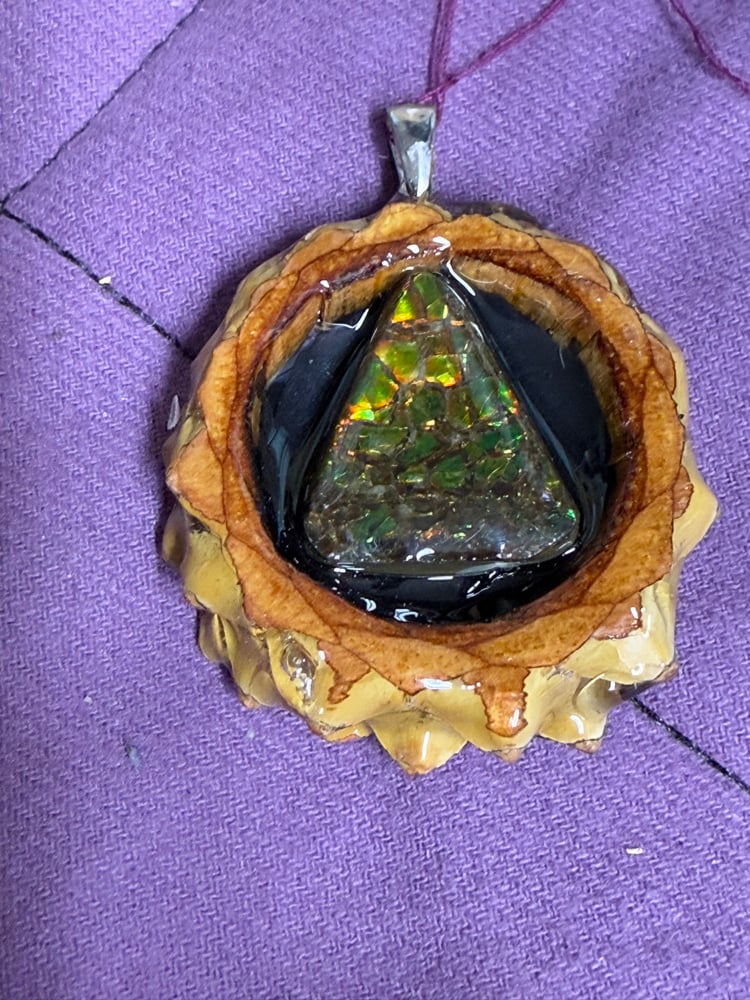 Image of Ammolite Pinecone Charm  | PNW Jewelry Art | #132
