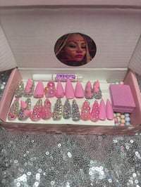 Image 3 of Julia Pink spike Blinged out Stiletto gel  Press on Exotic nails for teens &  adults