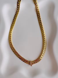 Image 1 of THICK SNAKE CHAIN WITH GEM SET BAR 
