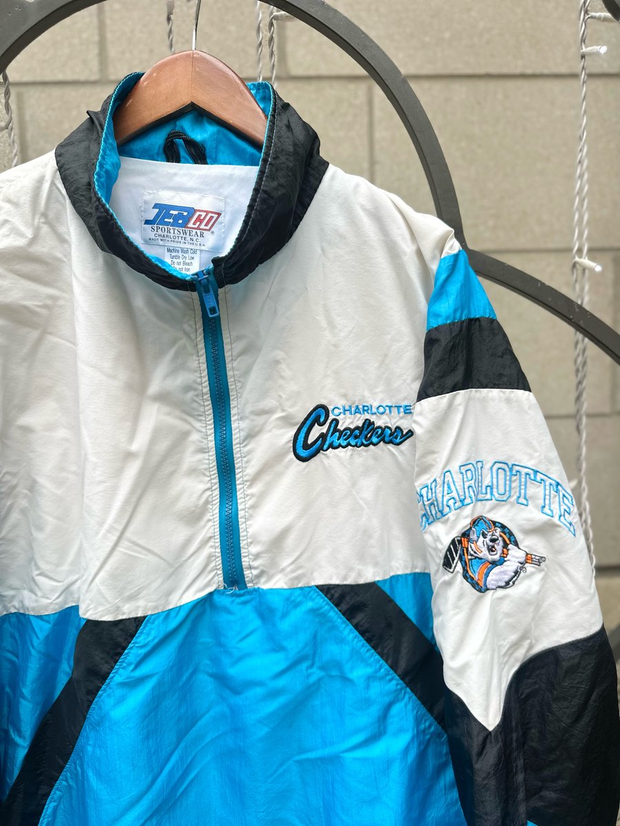 Image of Rare 90s Vintage CHARLOTTE CHECKERS Hockey Windbreaker Jacket, SIZE: XL