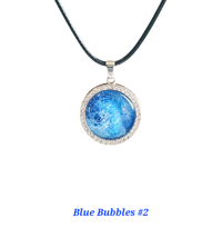 Image 2 of Blue Bubbles Pour Paint Pendant