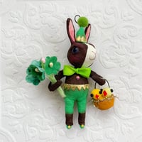 Image 1 of Chocolate Dutch Rabbit with Chicks and Vintage Florals