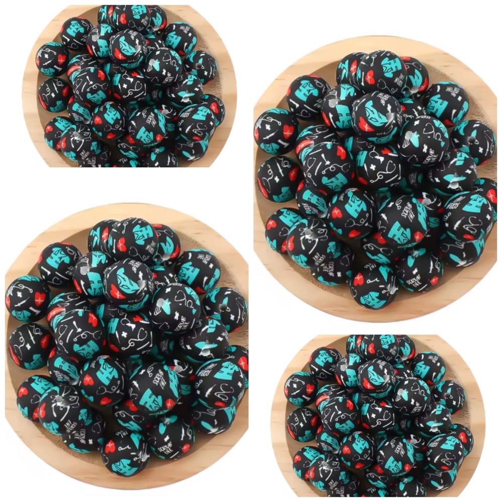 Image of 15mm Silicone Beads (10pc)