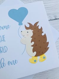 Image 4 of Cute Hedgehog New Baby Handmade Card - Adorable Card for Welcoming a Newborn