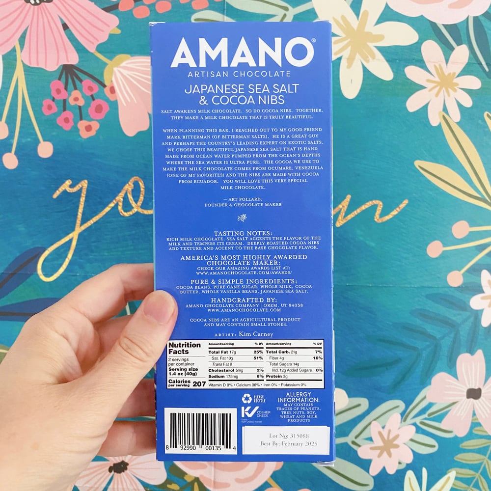 Image of Amano Chocolate Milk Chocolate with Japanese Sea Salt & Cocoa Nibs