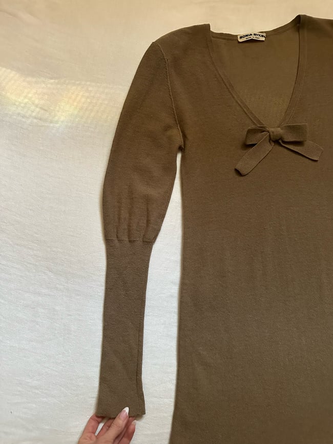 70s Sonia Rykiel Italian long knit bow dress 