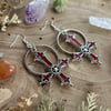 Red Enamel Inverted Cross Earrings