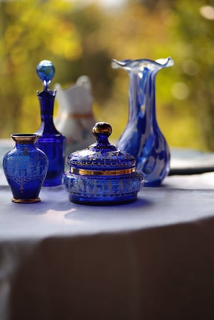 Image of Flakon, Kobaltglas (?), mit Deckel