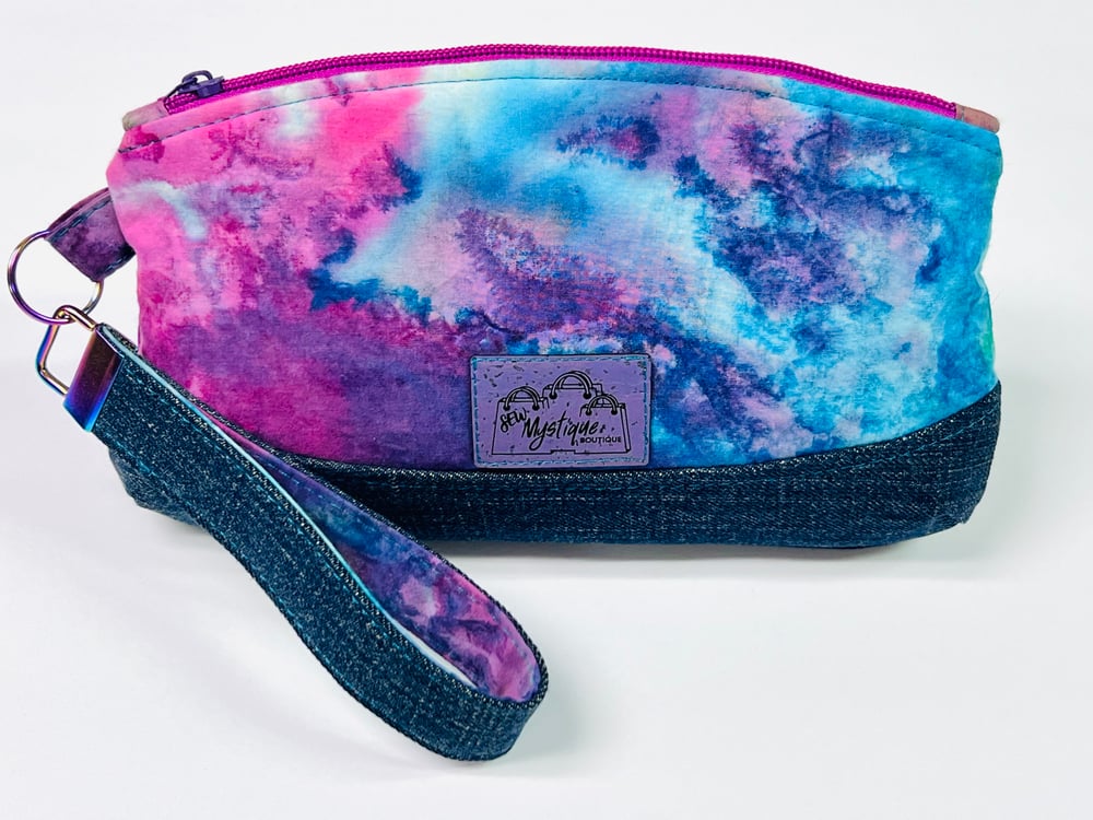 Image of Colorful Denim Wristlet 