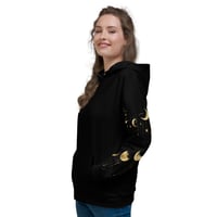 Image 3 of Black and Gold Celestial Astrology Inspired Suns and Moon Geometric Unisex Hoodie