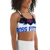BOSSFITTED White Neon Pink and Blue Sports bra