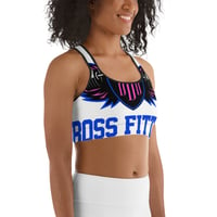 Image 4 of BOSSFITTED White Neon Pink and Blue Sports bra
