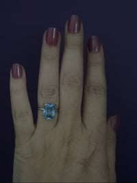 Image 7 of Superbe bague en argent massif poinçonné, pierre naturelle couleur bleue ciel, vintage