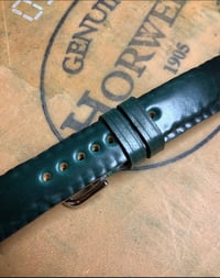 Image 3 of Green SECRET STITCHING Horween Shell Cordovan Watch Strap