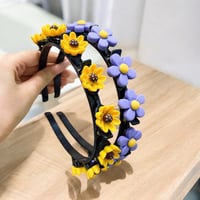 Image 1 of 2 pcs Girl’s Colorful Braided Flower Headband
