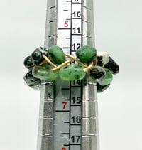 Image 5 of Zoisite (Green, Ruby, White & Black) Gemstone Braided PebblesRing