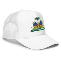 Image 5 of Patriotic Haiti Flag Foam trucker hat [Dèyè Lakay]