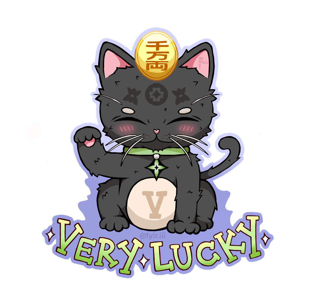Image of “VERY LUCKY” CAT STICKER