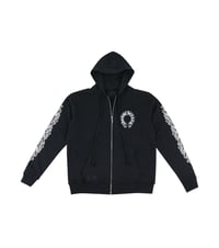 Chrome Hearts Horseshoe Floral Cross-Sleeve Zip Up Hoodie 'Black/White'