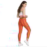 Image 1 of Orange Canna Lily Crossover Leggings with Pockets