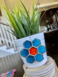 Image 1 of Mini Stained-Glass Planter Hangers - Mini Hexagon Flower Plant Decoration