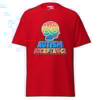 Image 3 of Unisex classic tee Autism Acceptance infinity brain colorful back autism facts for person behind 