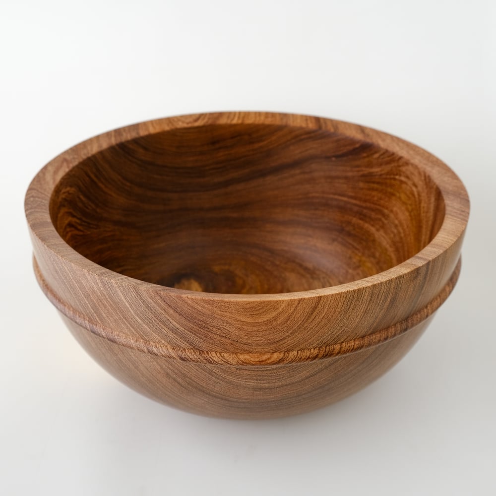 Image of Large Mesquite Bowl Adorned with a Bead
