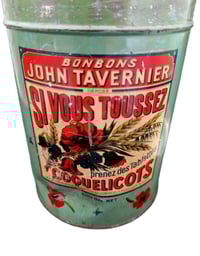 Image 3 of Antique Candy Tin John Tavernier French Bonbons Poppy Tablets 500g Prop Display