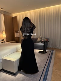 Image 5 of Customized Matching Chinese Style Jersey Pleat Lace Mermaid V-neck Long Dresses Bespoke Occasion Dre