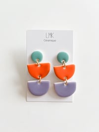 Paire de boucles d'oreilles céramique TRIPTA lagon / orange / lavande