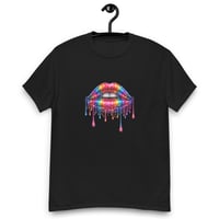 Image 3 of Unisex classic tee, Rainbow Lips Dripping Paint Retro Tee
