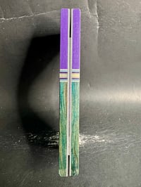 Image 4 of Purple Micarta & Curly Redwood Segmented Knife Scales