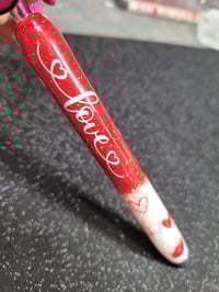 Image 1 of Red&White Glitter Heart Gel Pen