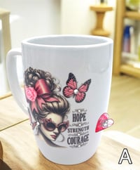 Image 2 of Hope Strength Courage Breast Cancer Coffee Mug