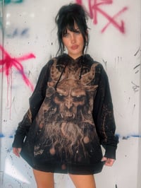 Image 3 of “KRAMPUS” CUSTOM BLEACH PAINTED PULLOVER SWEATER XL