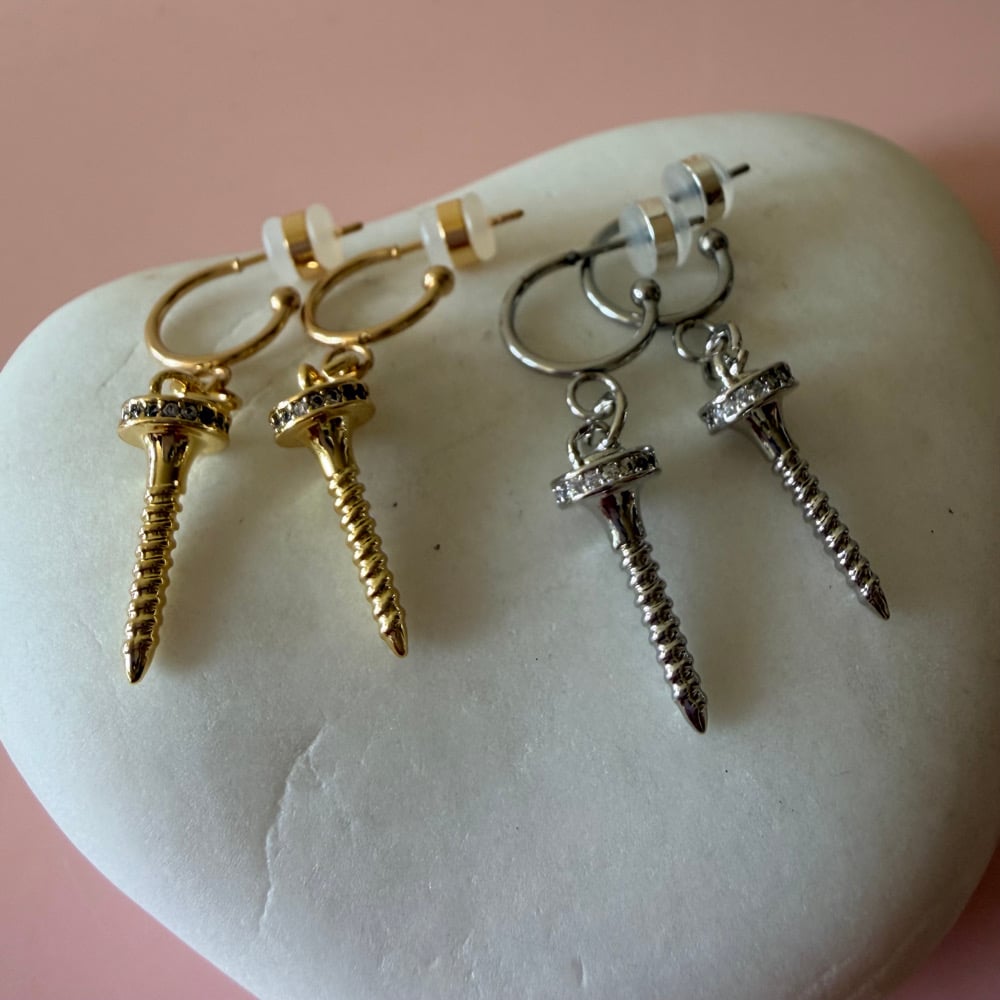 Image of Gold or Stainless Screw Half Hoops