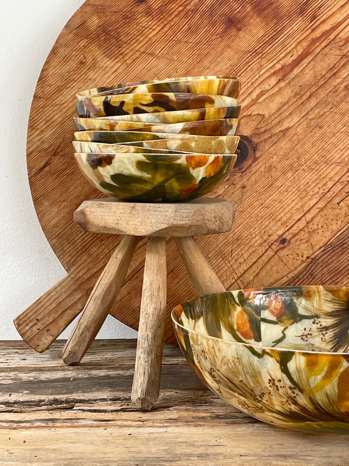 Image of VINTAGE AUTUMNAL PRINT BOWL SET