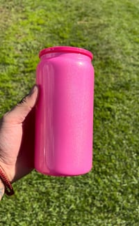 Image 4 of 16oz Shimmer Glass Can With Acrylic Lid